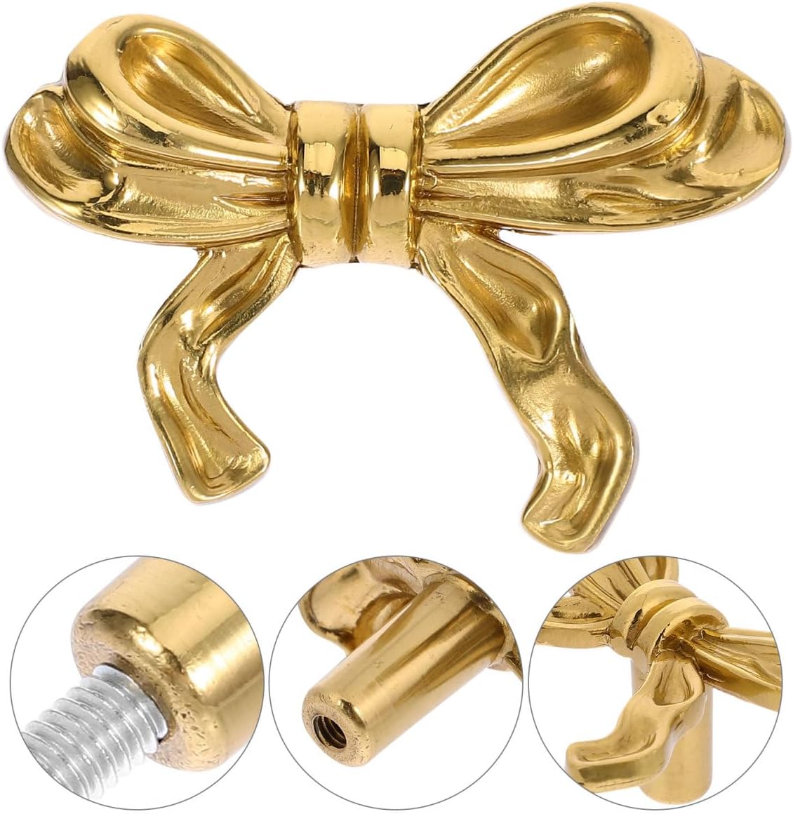 DOITOOL Gold Bow Drawer Knobs 4Pcs Set Cabinet Door Handles for Dresser and Furniture Bow Shape Pulls for Nursery and Home Decor