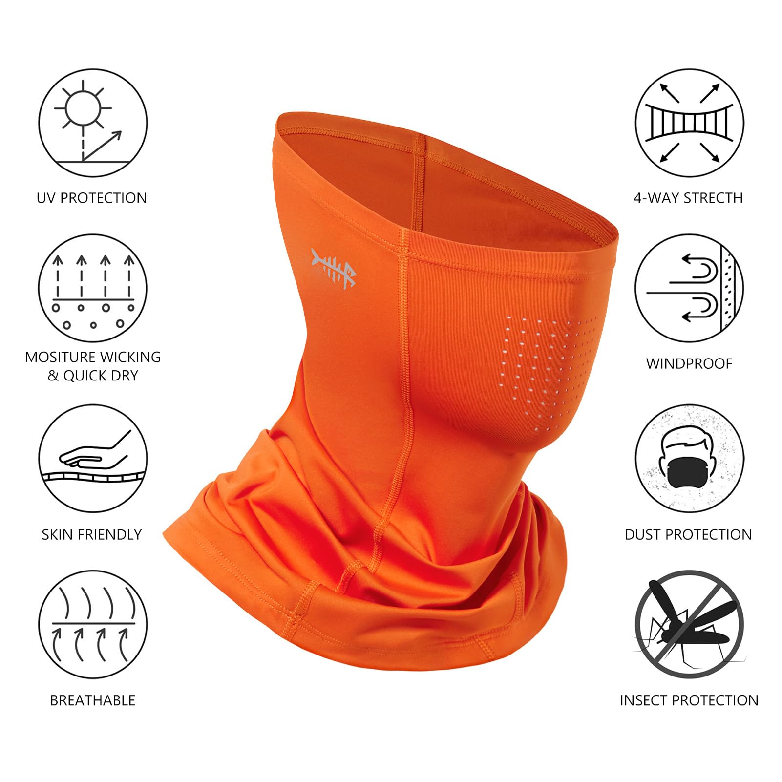 Bassdash Tubeband Masque, Protection Solaire UPF 50 Respirant & Élastique Hommes & Femmes Pêche Randonnée VTT Camping Activités de Plein Air