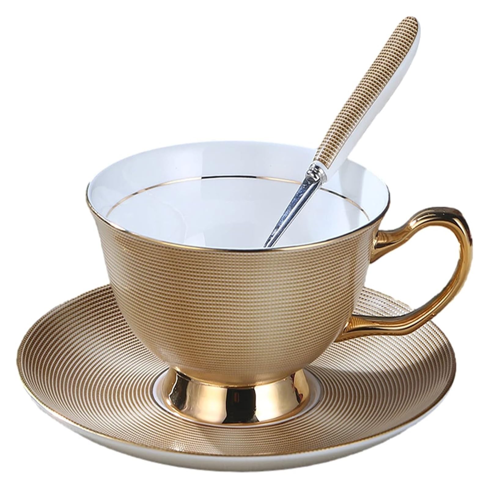 Juegos de tazas de café y platillos Delicados y elegantes juegos de taza platillo café porcelana china, 180 ml. Taza té sofisticada elegante con cuchara