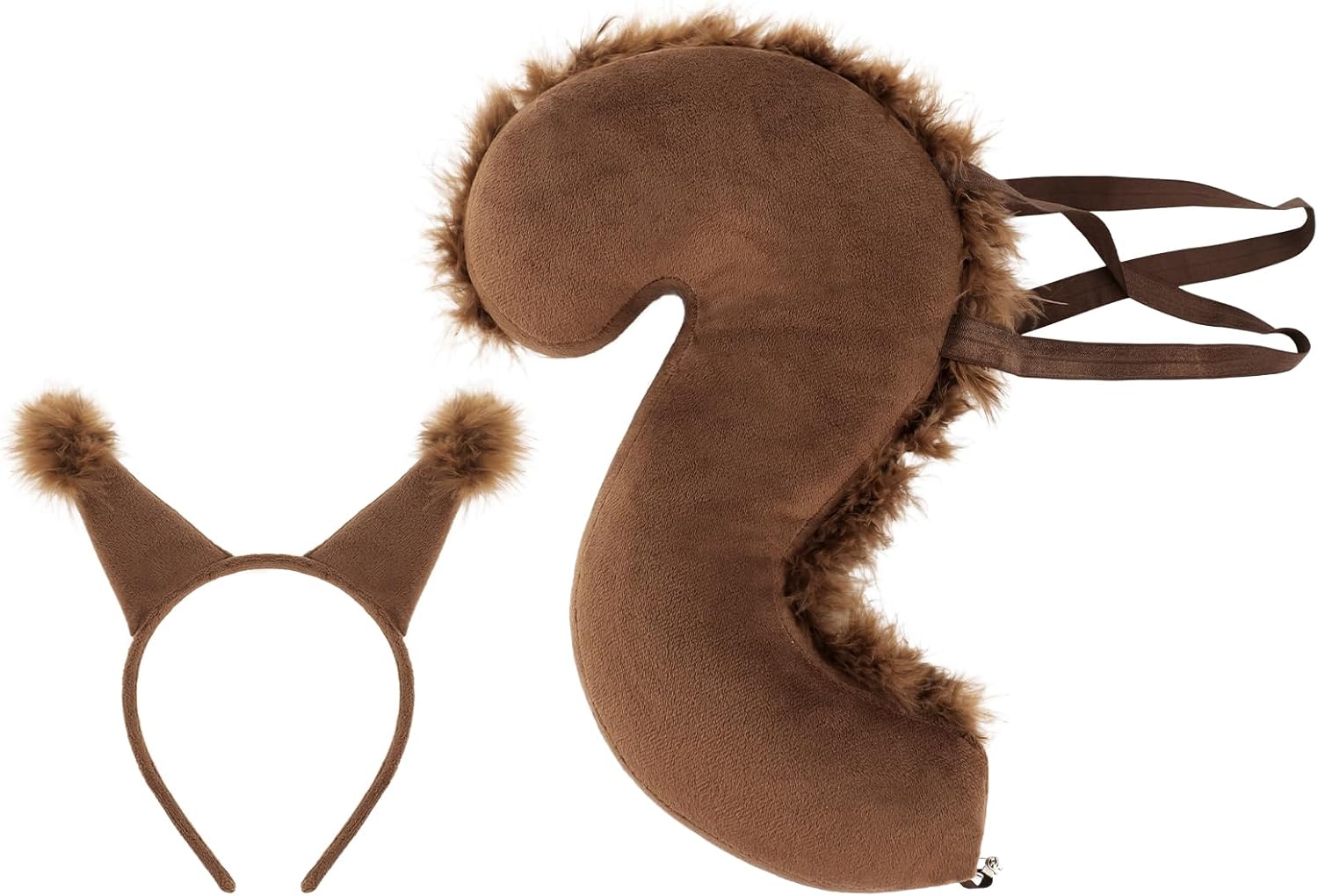 Squirrel Ears Headband & Tail Set, Plush Furry Animal Cosplay Costume Accessories for Halloween, Cosplay Events,