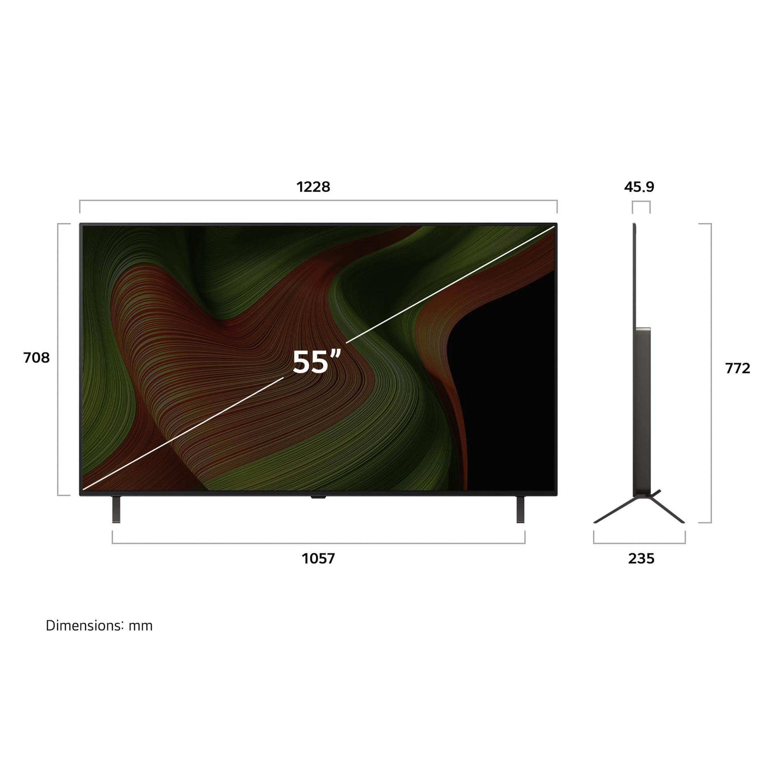 LG OLED AI B5 TV 55 pollici, Smart TV 4K, Processore α8 Gen2, webOS con AI, Dolby Vision e Atmos, Gaming con VRR, GSYNC e FreeSync 4K@120Hz, 4 HDMI 2.1, Alexa, OLED55B56LA 2025