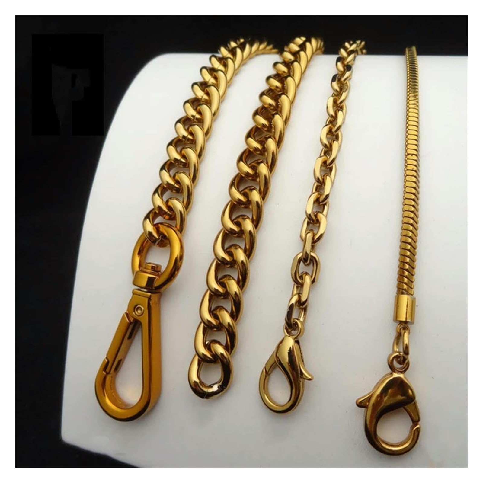 Fabbricazione di catene di borse Cinghie a catena for frizione da donna color oro fai-da-te Catena a spalla singola Manico for borsa con fibbia in metallo Parti for cinture Cinghie artigianali(130cm)