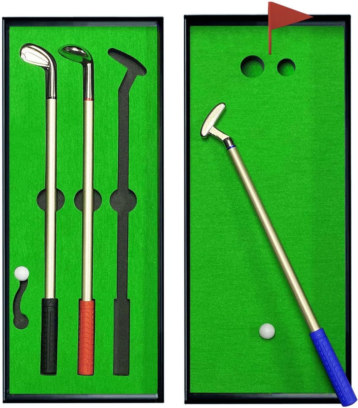SANTA CASA Golf Pen Set & Mini Desktop Golf Putting Green Game, Funny Gifts for Golfers Adults Teens Boss Coworkers, Office Desk Toy, Stocking Stuffers, Stress Relief Gadget
