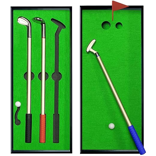 Mini Golf Set, Golf Pen Set, Mini Desktop Golf Gift Golf Ball Club Pen Game for Men Women Dad Boss Coworker Teen Boys with Putting Green, Unique Christmas Stocking Stuffers, Cool Office Desk Toys