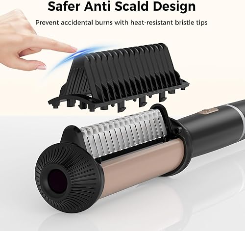 Miniatura 4 de Cepillo alisador y rizador de cabello 2 en 1  Peine alisador antiquemaduras, 7 ajustes de temperatura hasta 250-450F con revestimiento de cerámica,