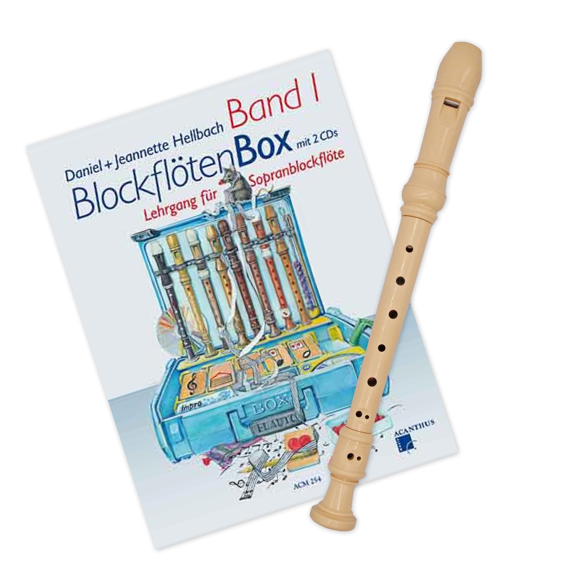 Starter-Bundle: Tuyama Spranblockflöte TFS- 06B + Blockflötenbox Band 1 - Acanthus Verlag ACM 254 - barockes Griffweise Blockflöte lernen Ideal für Einsteiger