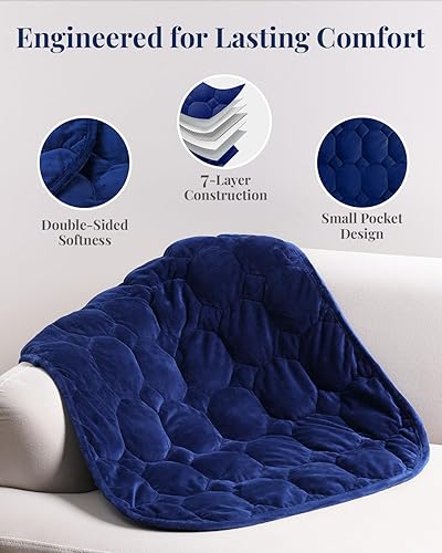 Miniatura 4 de Kivik Manta con peso de 7 libras para adulto, manta con peso pequeño, tamaño de viaje, manta de regazo con peso para calmar y relajarse, 24 x 29