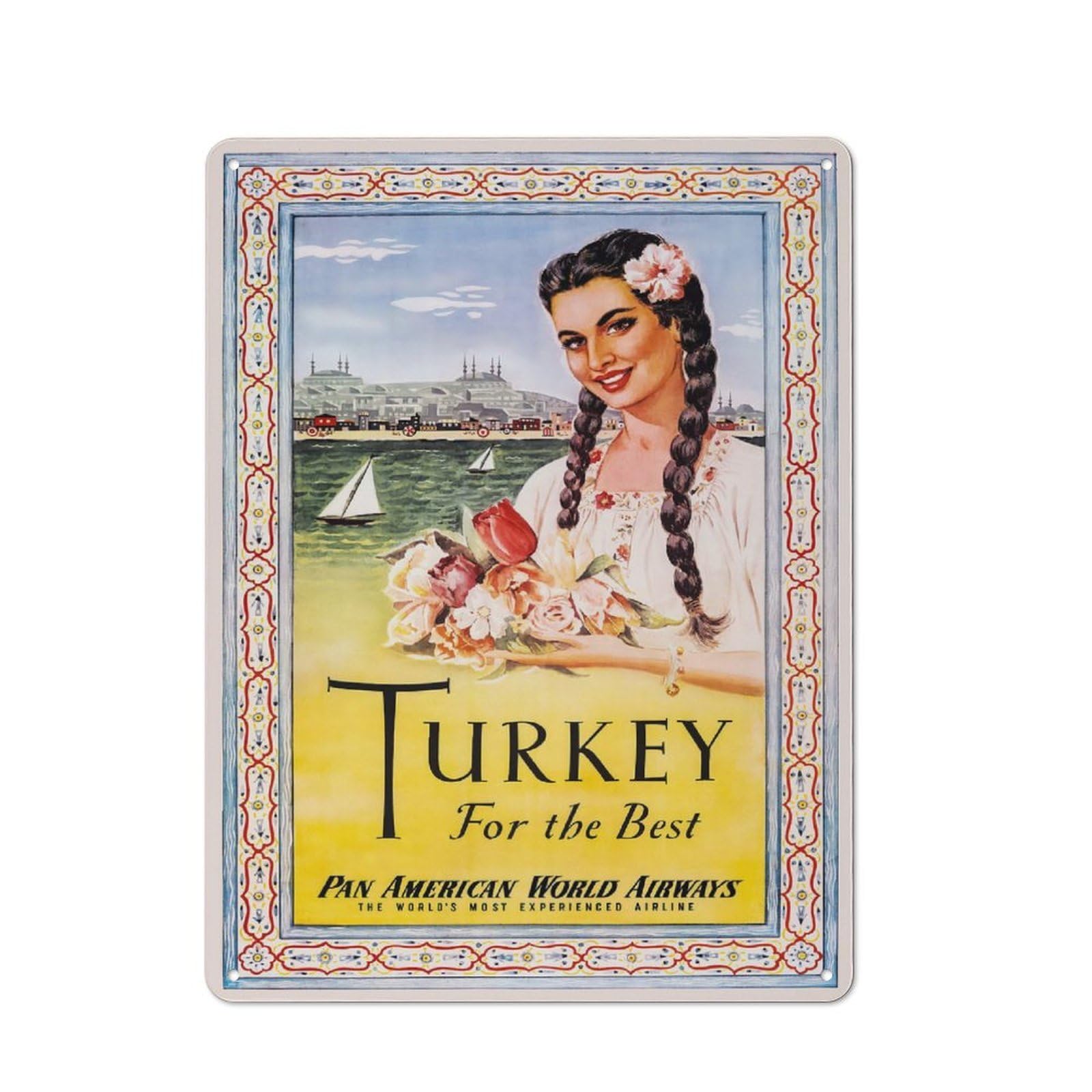 Junmoney Style-14 For Café Or Restaurant, Vintage Turkey Travel (2) Retro Metal Sign 40X30cm, Gift For Café Owners And Decorators During The Christmas Season