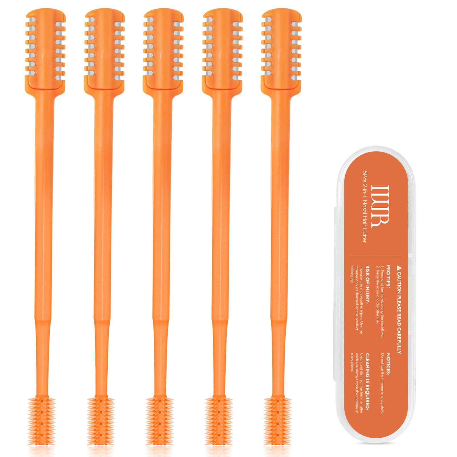 IWR Upgraded Nasal Hair Cutter–360° Rotary Nose Hair Trimmer for Men Women, Compact Dual Sided Nose Hair Trimmer (Orange)