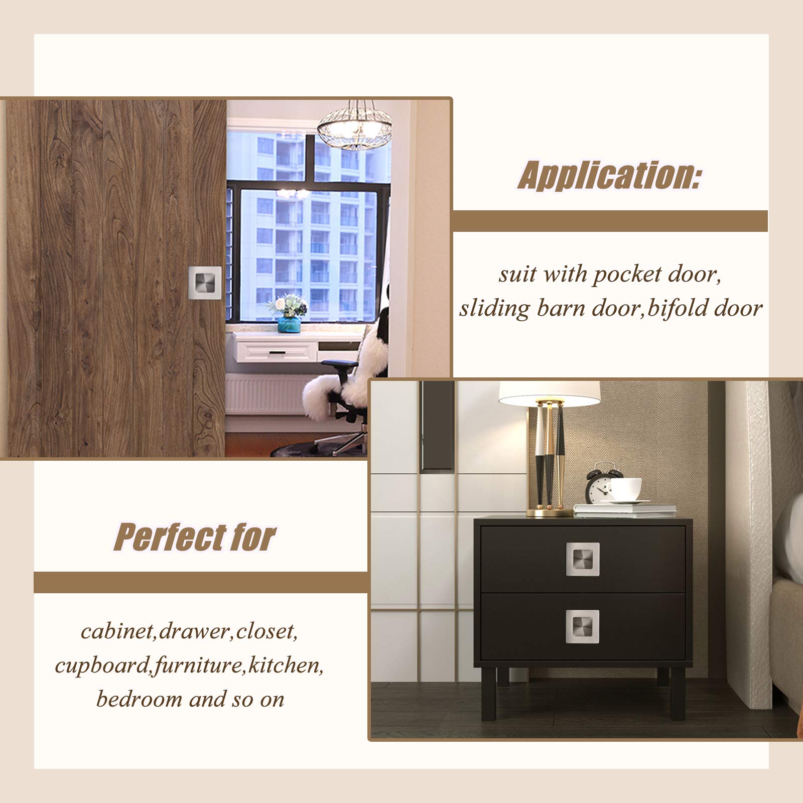 (1 Pack)Probrico Recessed Sliding Door Pull Brushed Nickel Furniture