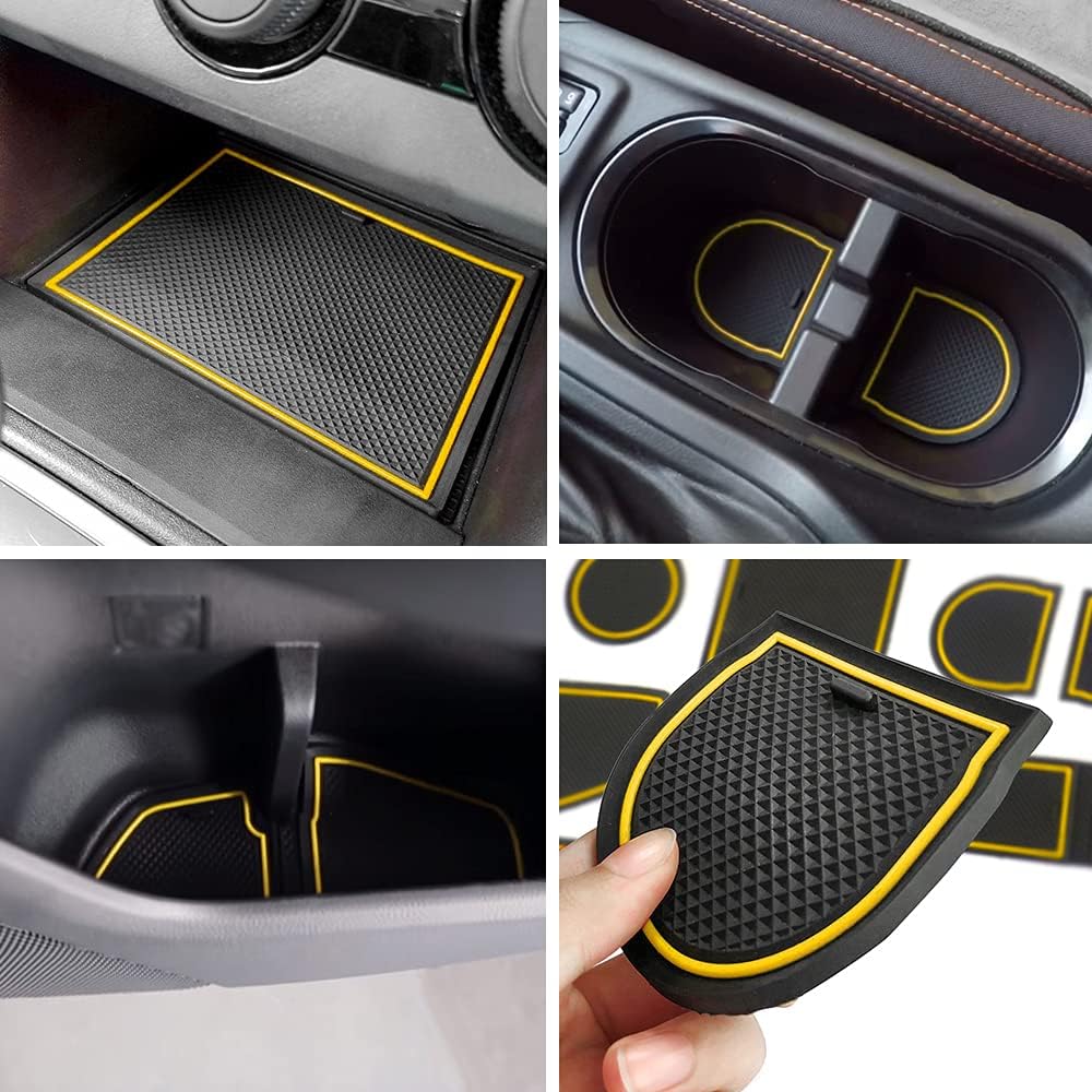 Auovo Anti-dust Door Mats for 2018 2019 2020 2021 2022 2023 Subaru Crosstrek and 2018-2023 Impreza Gate Door Liners Inserts Cup Console Mats Interior Accessories(Pack of 14) (Yellow)