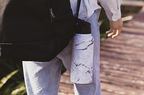 Miniatura 6 de THILY - Botella de agua deportiva de acero inoxidable  Botella de agua de boca ancha aislada al vacío de 32 onzas a prueba de fugas con 2 tapas y