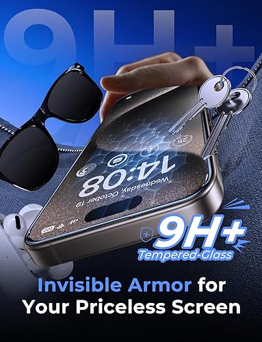 Miniatura 4 de MAGIC JOHN Paquete de 2 protectores de pantalla de vidrio templado para iPhone 15 Pro Max de 6.7 pulgadas, instalación automática de eliminación de