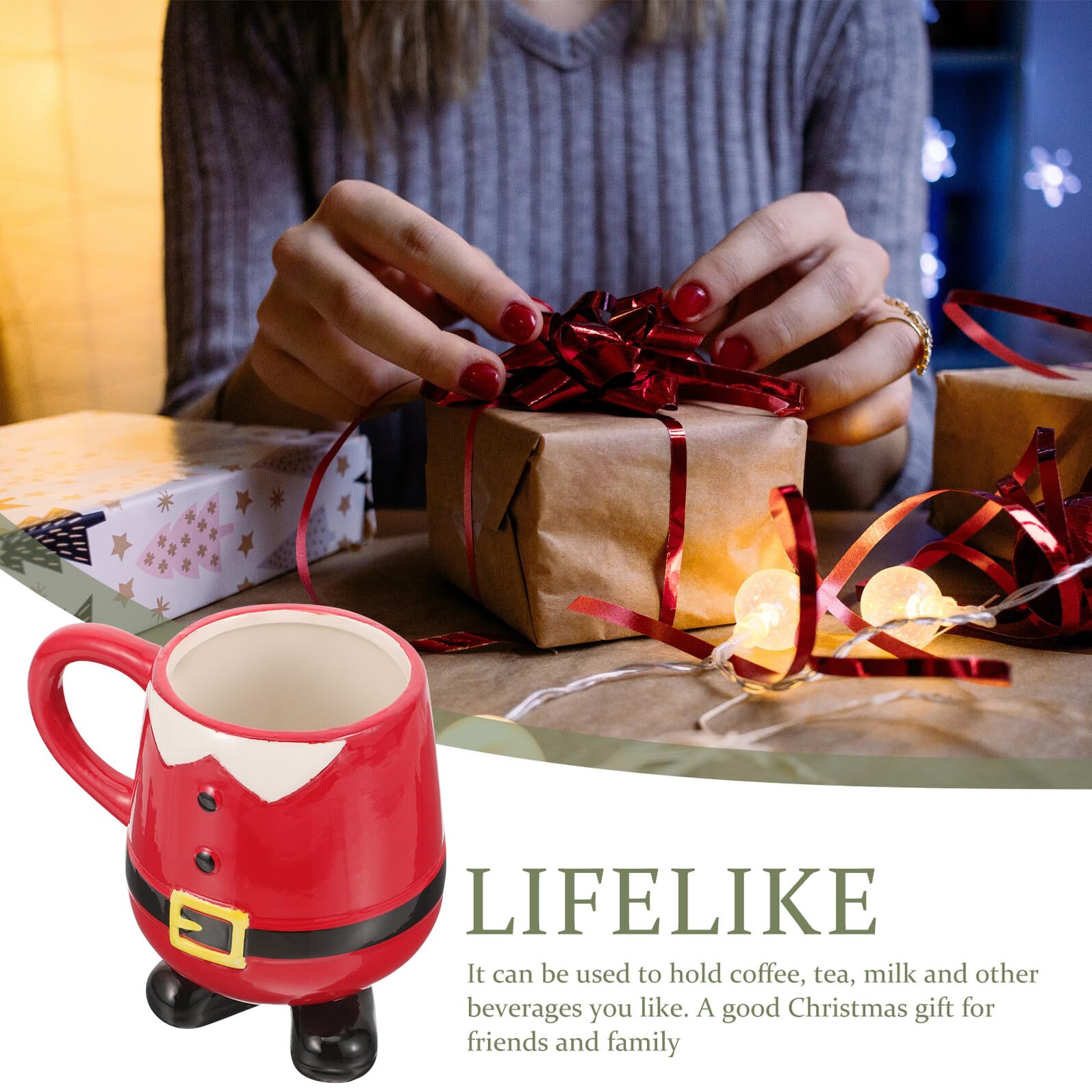 jojofuny Taza Navideña de Cerámica Diseño de Papá Noel y Muñeco de Nieve Taza de Café Decorativa Asa Ergonómica Adecuado para Hogar Oficina y Fiestas de Navidad Vaso de Agua de Dibujos