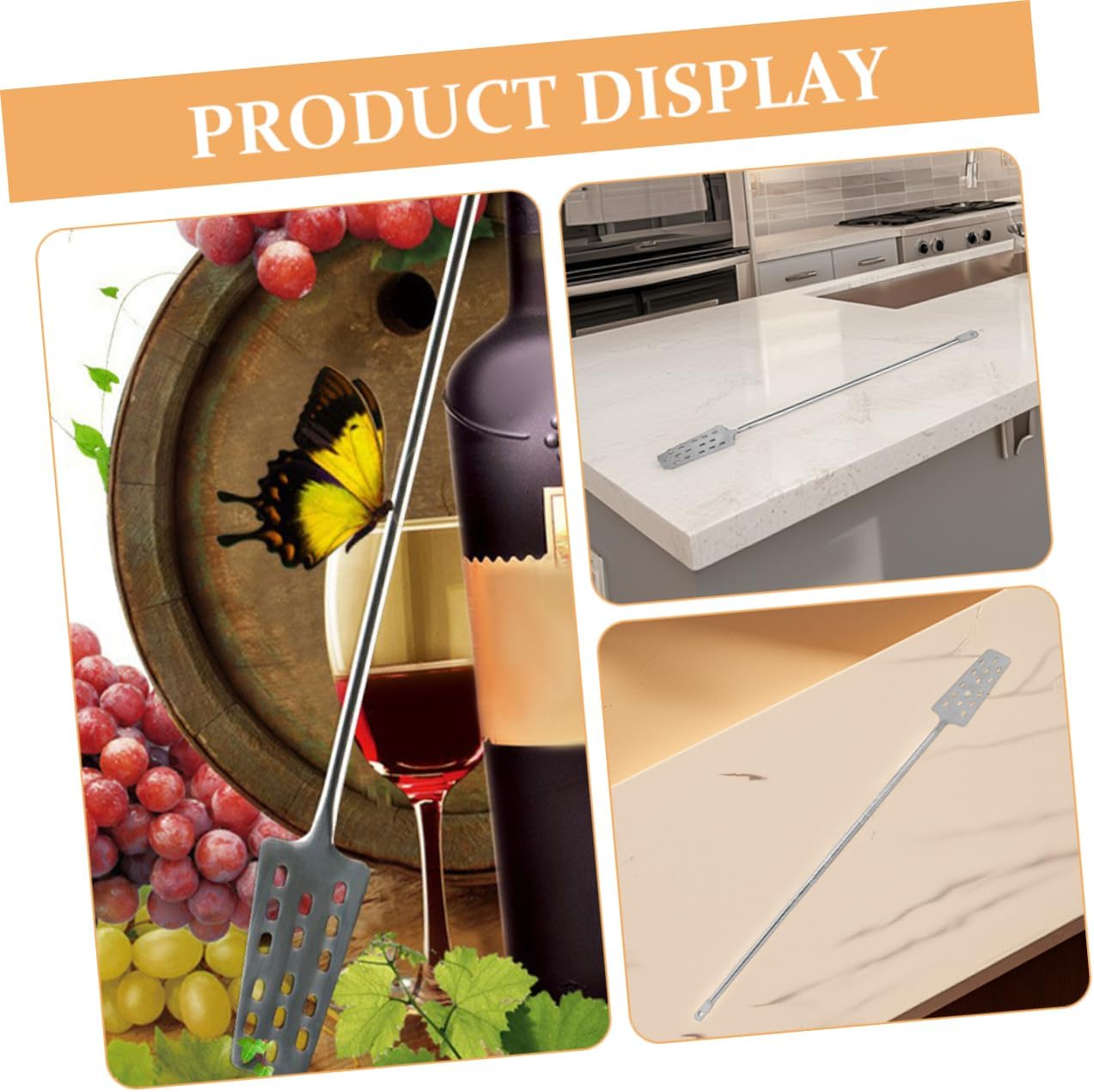 Amosfun Stainless Steel Wine Paddle Mixer Wand Long Stirring Tool for Homebrew Wine and Beer Reusable Stirrer for Winemaking and Cocktail Mixing