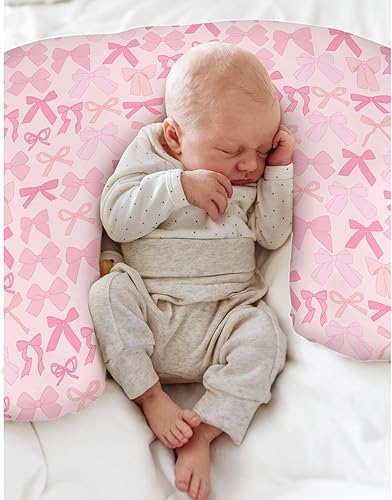 Miniatura 4 de Pink Bows - Fundas de almohada de lactancia para niñas, con lazos de San Valentín, almohada de alimentación para lactancia, almohadas de primavera