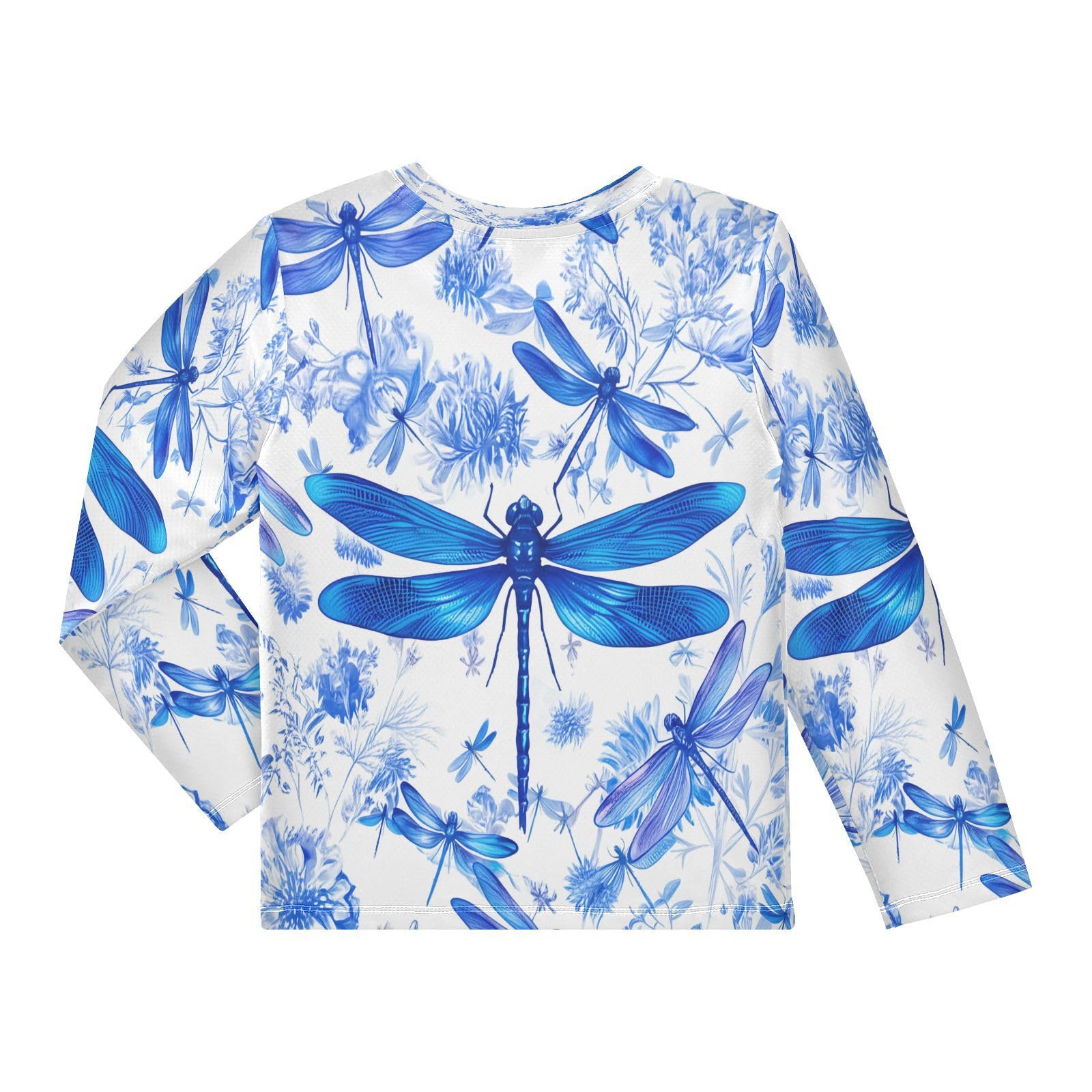 DOMIKING Dragonfly Floral Boys Long Sleeve Rashguard Shirt Kids Quick Dry Swim Shirt for Kids Toddlers 11-12T