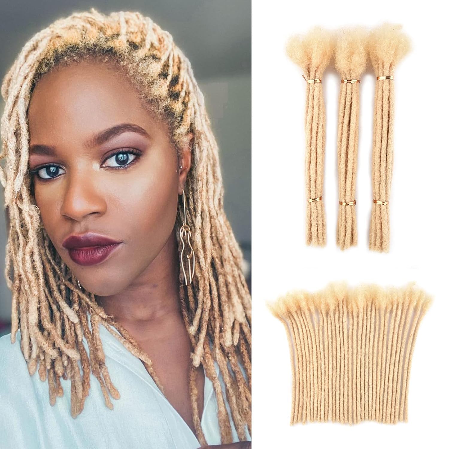 Dreadlock Extensions Human Hair 613 Blonde Loc Extensions