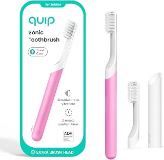 Sonic Electric Toothbrush for Adults - Time Travel & Soft Bristles with Travel Case & Replacement Brush Head - 3 Month Battery Life, Plastic Handle - Magenta