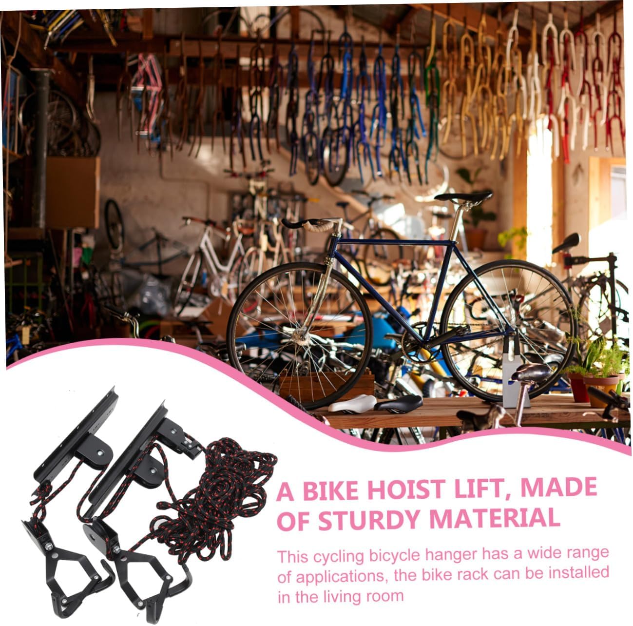 Heavy Duty Bike Hanger Ceiling Mount Rack for Road Bicycle, Wall Mount Bicycle Hook with Pedal Support, Garage Storage System for Indoor Bike Organization Random Color