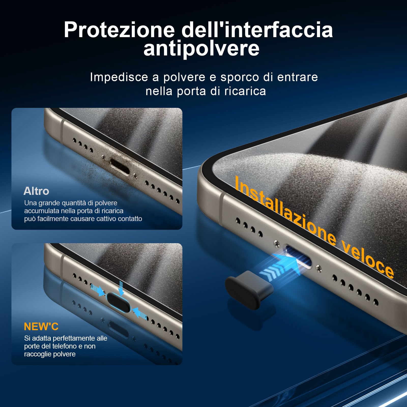 NEW'C 3x Pellicola Vetro Temperato per iPhone 15 Pro Max (6,7 Pollici) e 3x Pellicola Vetro Protettiva Fotocamera Posteriore +Tappo Antipolvere-Strumento di installazione semplice incluso