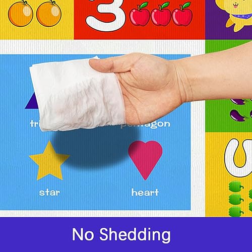 Miniatura 6 de ABC - Alfombra de juego para niños, 3 x 5 pies, con forma del alfabeto, alfombra educativa de aprendizaje de frutas, alfombra grande antideslizante