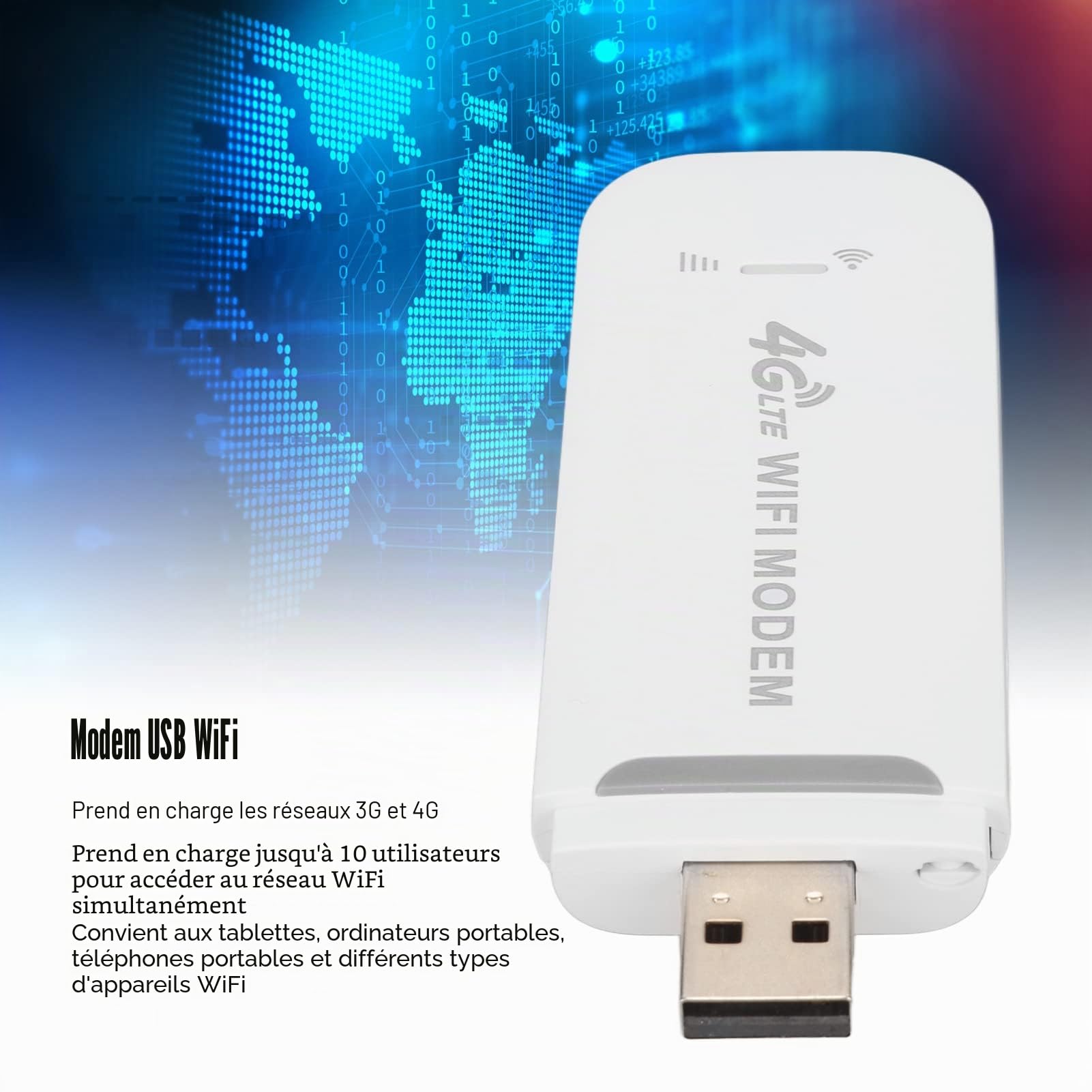Ejoyous Clé 4G LTE, Routeur WiFi Mobile pour Voiture Surf Stick sans Contrat Dongle LTE 4G avec Emplacement pour Carte SIM Routeur WiFi USB 150 Mbps Hotspot Réseau, Ejoyousvk5mgnx0r7