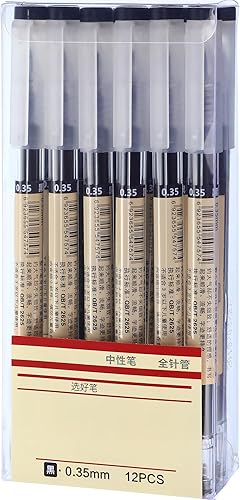Chinco 12 bolígrafos de tinta de gel negra de 0.014 in, papelería japonesa, bolígrafo chino extrafino para oficina, escuela, suministros de