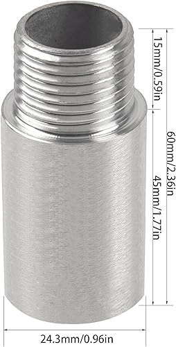 Miniatura 2 de Brazo de extensión de cabezal de ducha de acero inoxidable 304 G12 macho a hembra Acoplador de montaje de tubería fundida (2.362 in2.36 pulgadas)