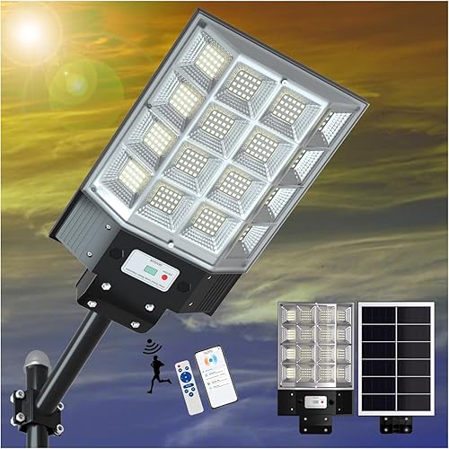 Luces solares de calle al aire libre del anochecer al amanecer, luz de inundación de 1500 W con aplicación 200000lm luz impermeable del sensor de
