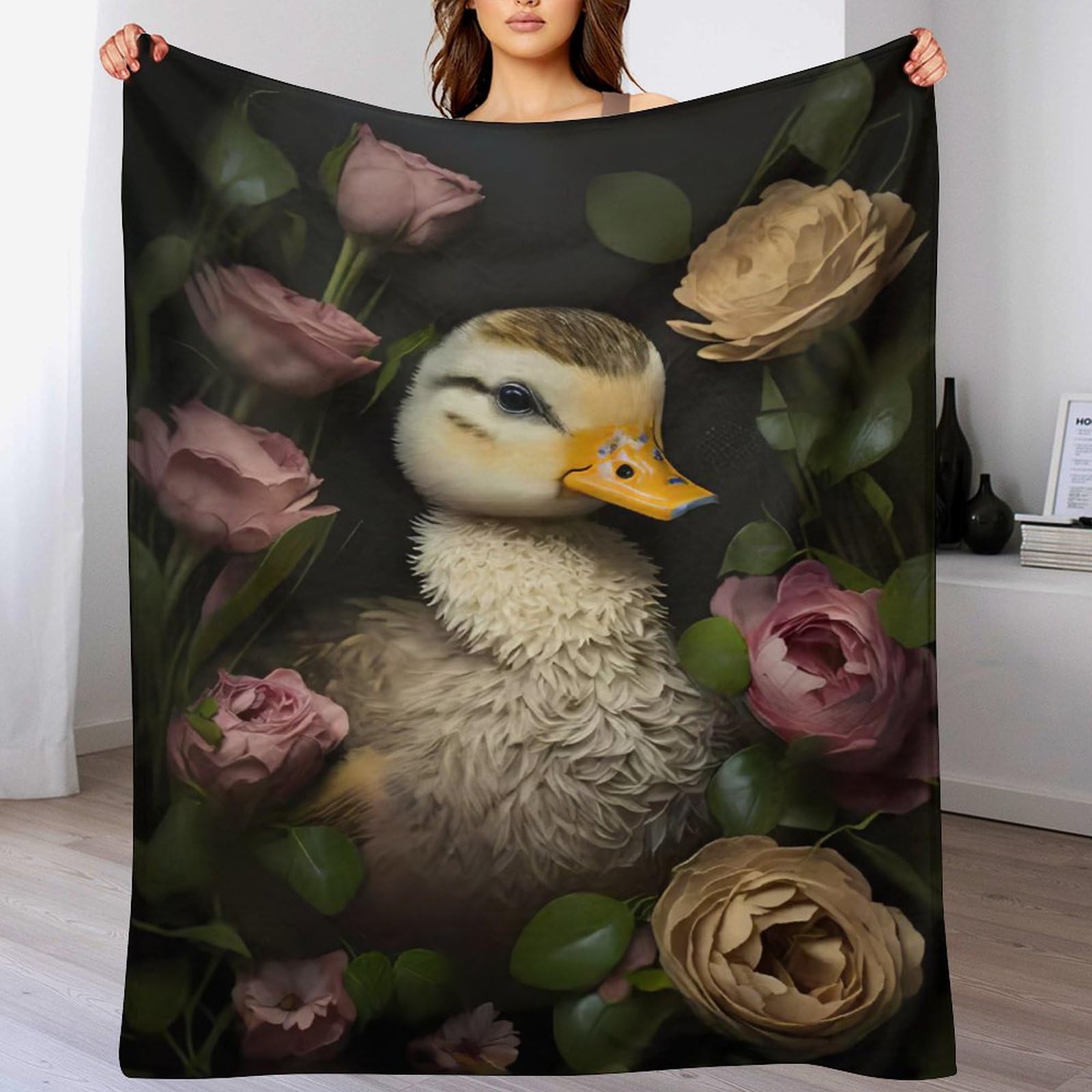 Couverture duveteuse douce motif canard, jeté de lit et canapé-lit de qualité supérieure