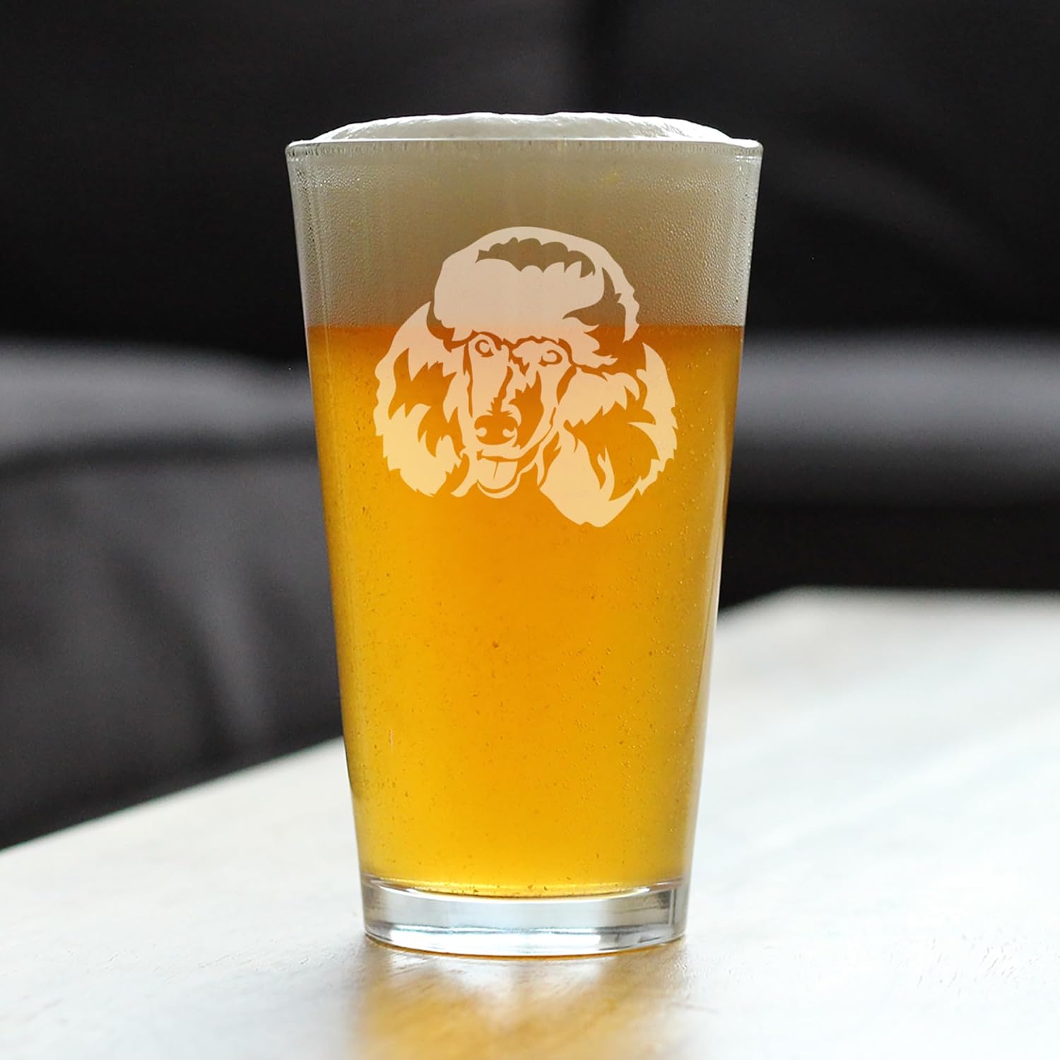 Custom Happy Poodle - Pint Glass for Beer - Fun Unique Cute Poodle Themed Dog Gifts and Party Decor for Women and Men - 16 oz - Customized Glasses