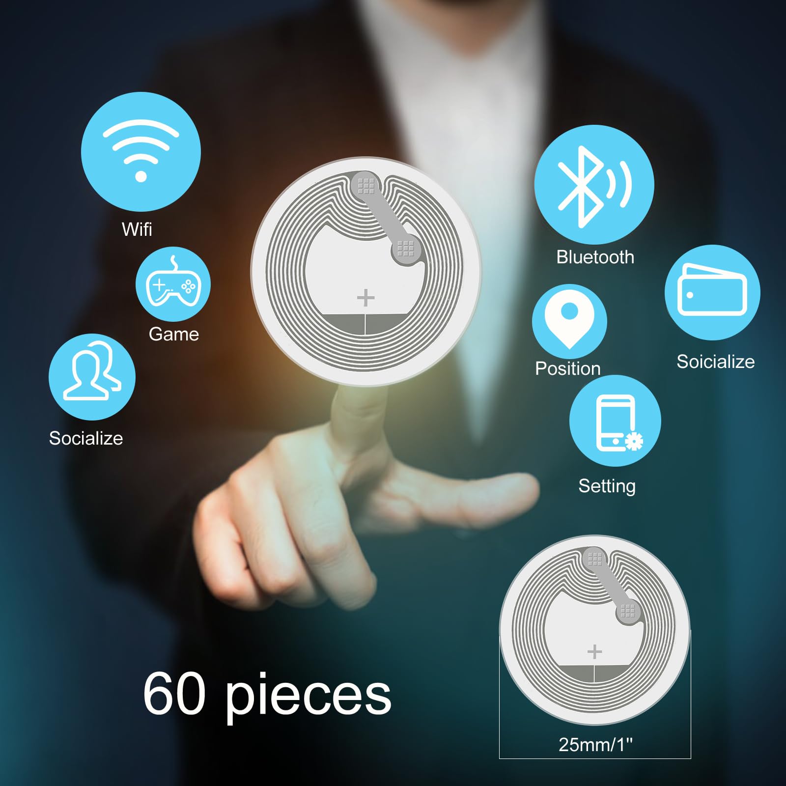 60 Stück NFC Tags 25mm - NTAG215 Sticker Für Smartphones