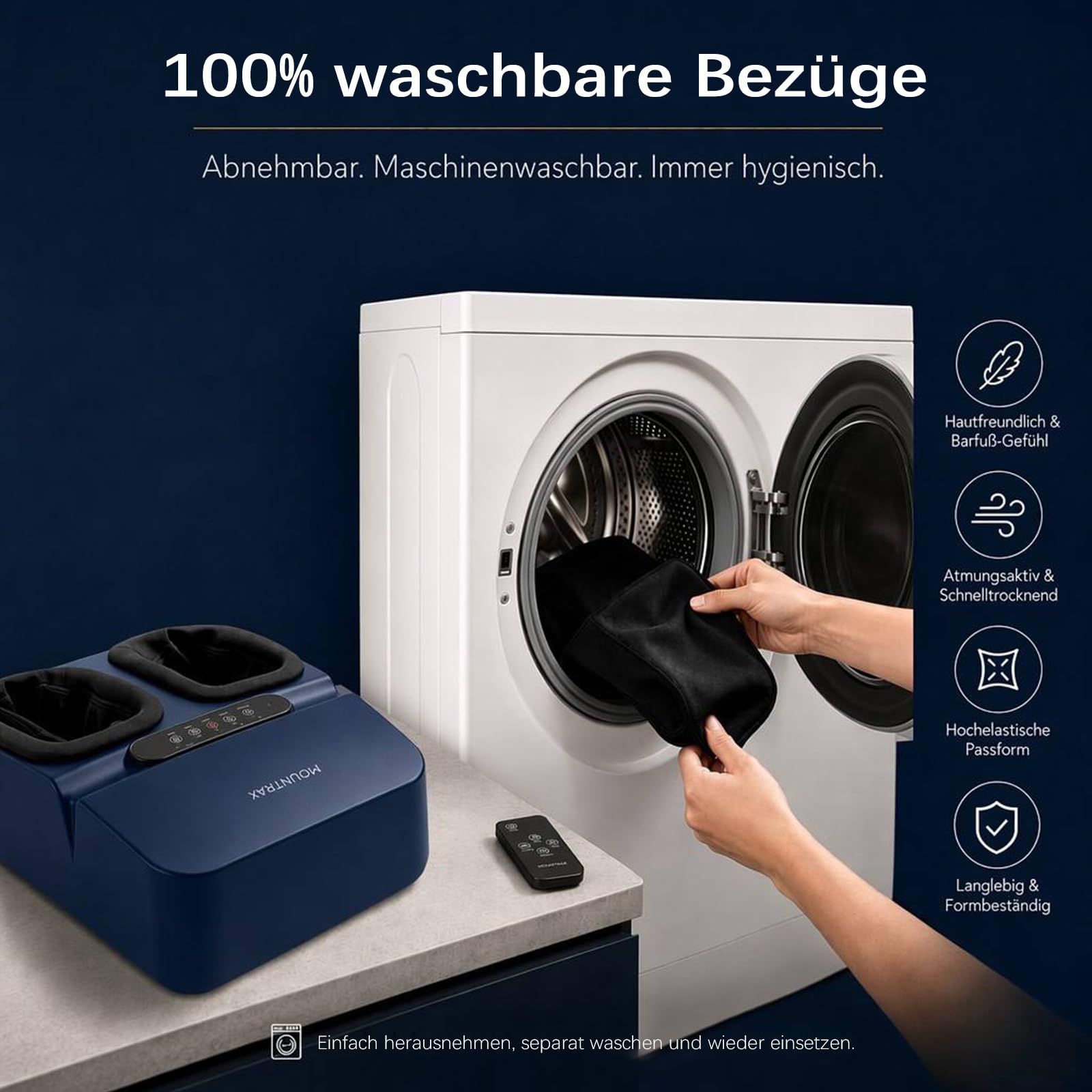 Mountrax Shiatsu Fußmassagegerät, 55°C Wärme, Hilfe bei Plantarfasziitis | 3D-Kneten & Rollen & Luftkompression Plantarfasziitis & Neuropathie Abnehmbare & Waschbare Bezüge Inkl. Fernbedienung