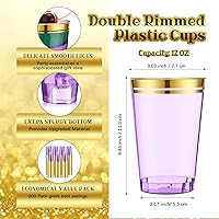 Vista 4 de 200 vasos de plástico con doble borde a granel, vasos de plástico duro y transparente desechables, vasos elegantes para bodas, copas de vino