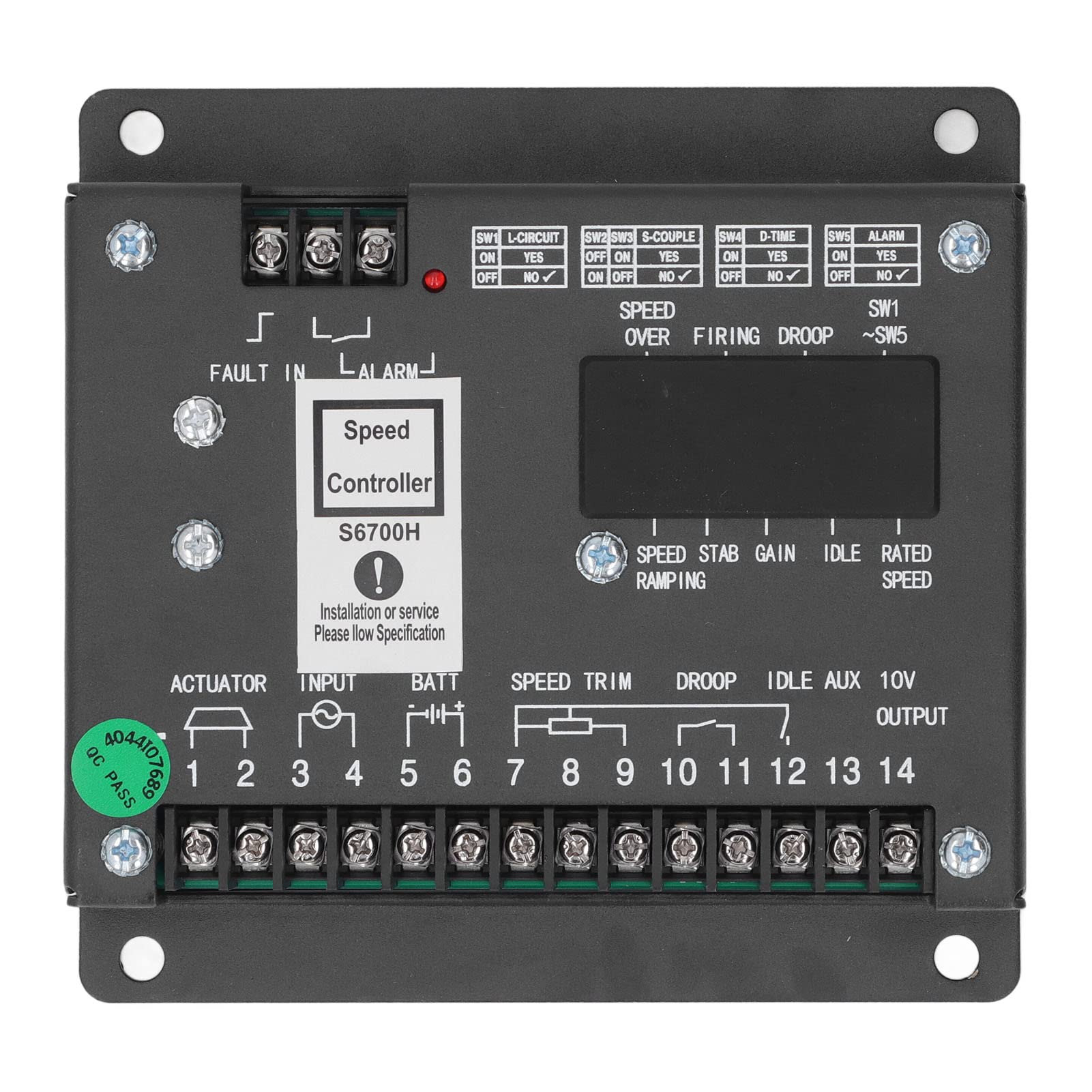Wakects Regolatore Elettronico di velocità del Generatore, Regolatore di velocità del Generatore ABS 24 V CC, Controllo Ad Anello Chiuso Risposta Rapida Uscita 10 A da 14 A 176 ° F per Utenti di