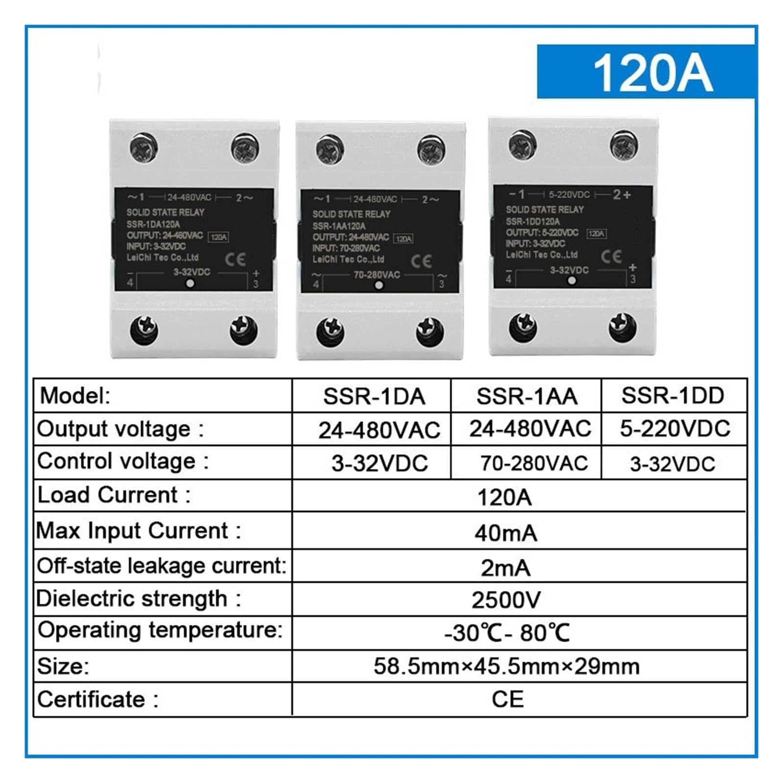 Przekaźnik półprzewodnikowy SSR Solid State Relais DC ZU AC AC do AC DC do DC Jednofazowy przekaźnik sterujący 10A 25A 40A 60A 80A 100A 120A 200A 240A (AC-AC, 120A)