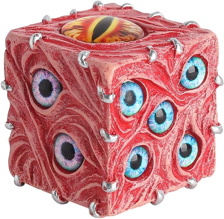 Unique Eye of Destiny Dice, Weird Resin 3D Eye Printed Six-Sided Dice, Strange Dark Art Tabletop Decoration for Gothic Themed Party, Ideal Gift for Spooky Lovers (2)