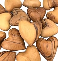 Vista 1 de Corazones de madera hechos a mano, juego de 10 corazones de madera de olivo de Tierra Santa, corazones tallados en madera para regalos