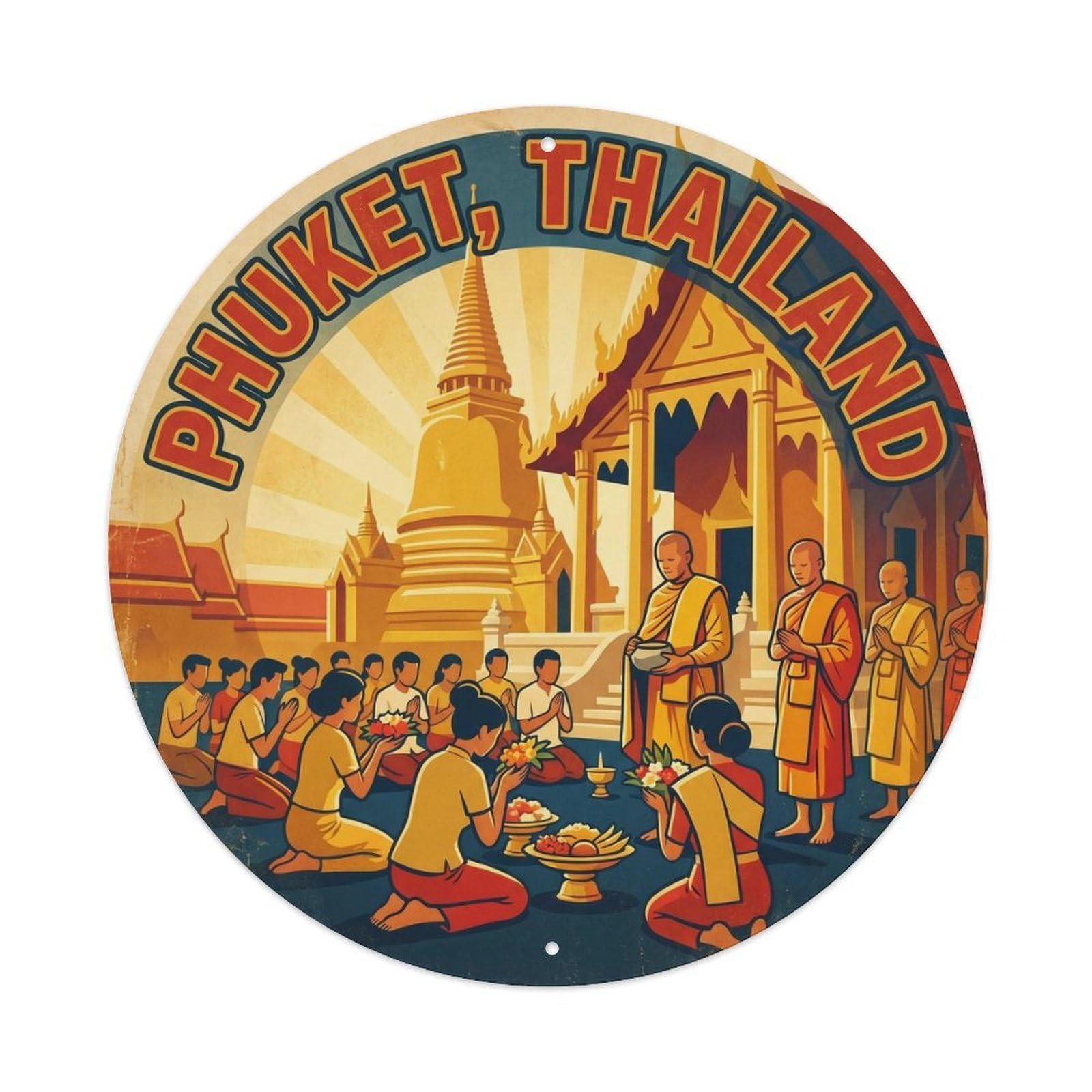 Phuket Temple Prayer Cultural Journey Heritage Metal Tin Sign