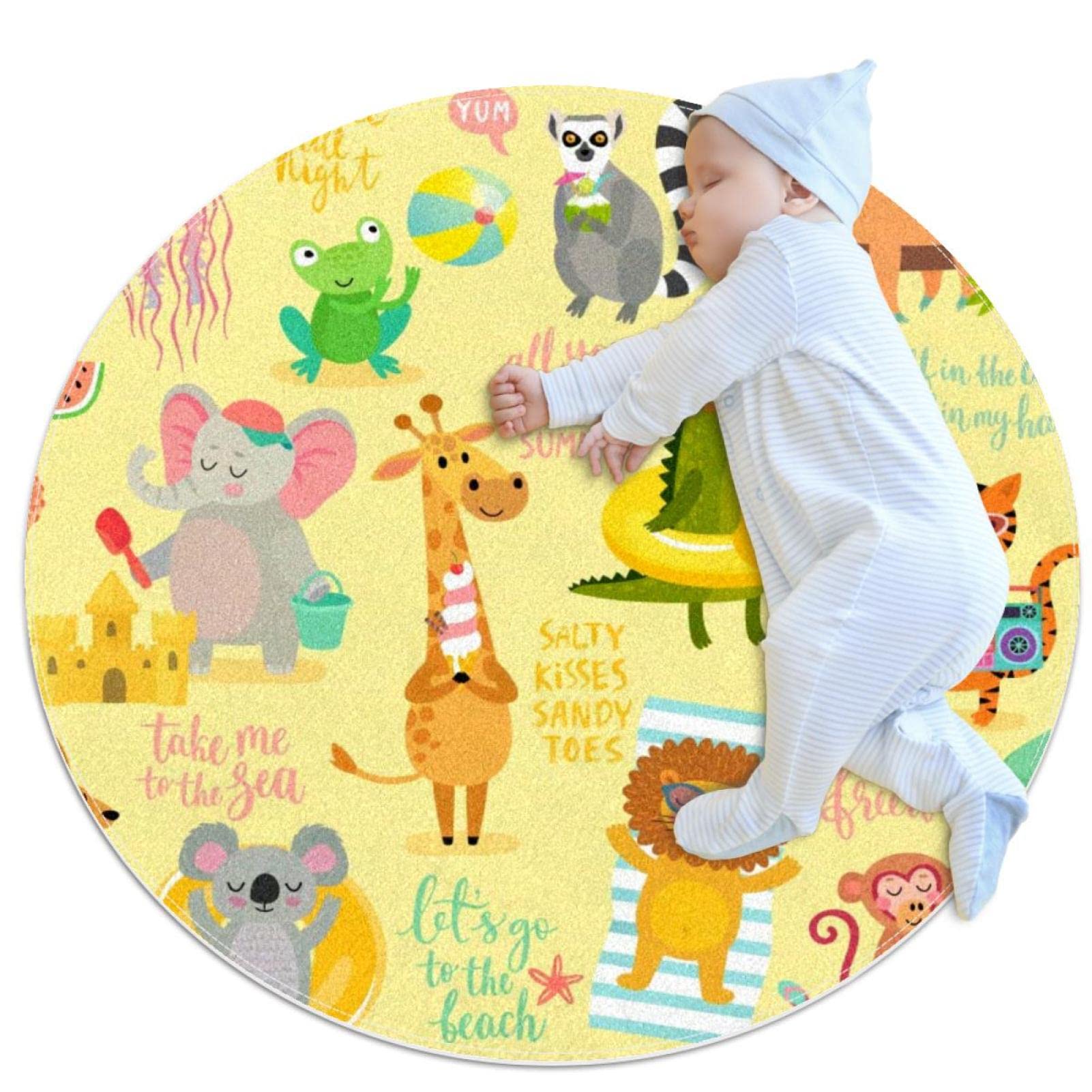 Alfombra redonda para niños JDEZ que aísla del suelo frío