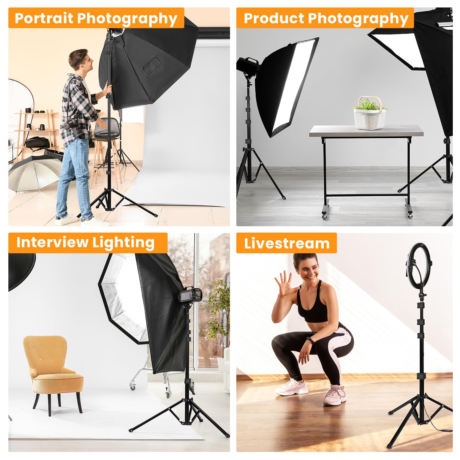 TARION Profesjonalny stojak na oświetlenie studyjne, 180 cm, składany stojak na zdjęcia, aluminiowy, kompaktowy stojak oświetleniowy do fotografii, reflektora, parasola, softbox, Ringlight FLS-18
