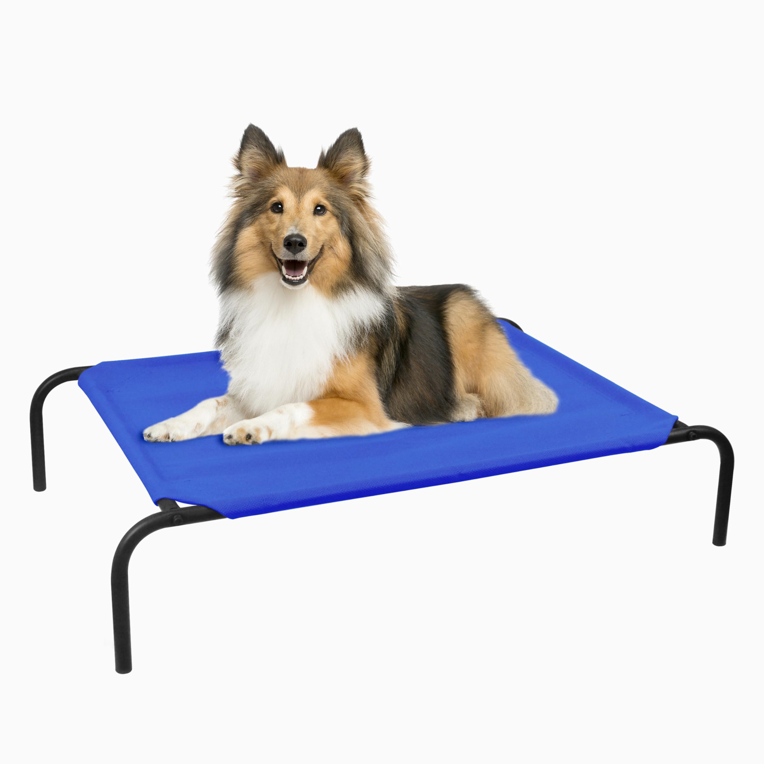 PHYEX Elevated Dog Bed for Medium Dogs, Dog Cot Bed with Sturdy Steel Frame for Indoor & Outdoor Use, Non Slip, Easy to Clean, 43.5 Inches, Blue