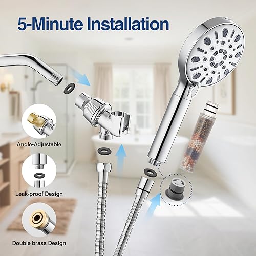 Miniatura 9 de Cabezal de ducha filtrado con modos de pulverización múltiple, filtro de ducha de mano de alta presión para cabezal de ducha de filtro de agua dura