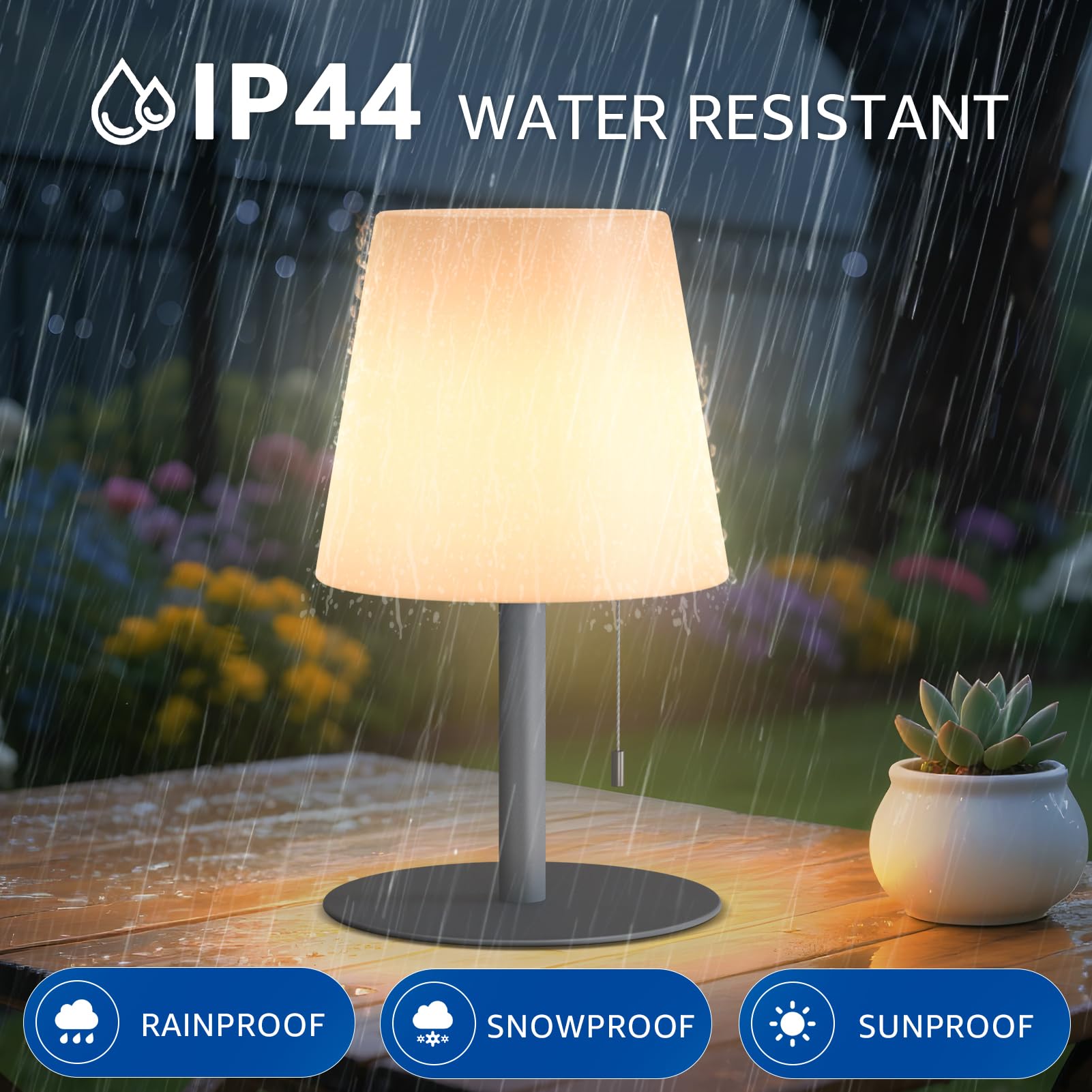 uuffoo Duschlampe, wasserdicht, 8 Farben, Duschlicht, wiederaufladbar, kabellos, batteriebetrieben, LED-Tischlampen für den Außenbereich, dimmbar, tragbar, für Innen- und Außenbereich, Badezimmer