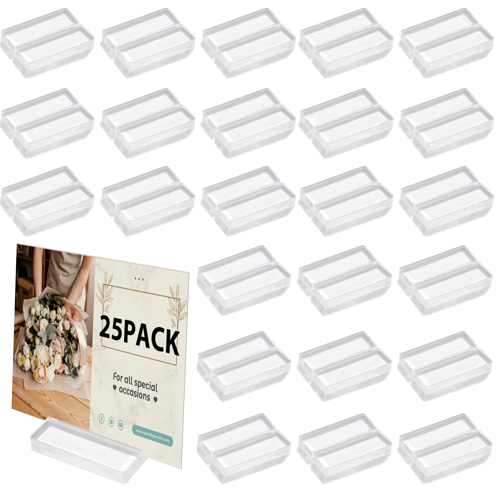 Mutualsign Acrylic Sign Holder 25 Pcs 5.5cm Place Card Holders Slim Slot Clear Acrylic Card Stands for Message Display Menu Cards