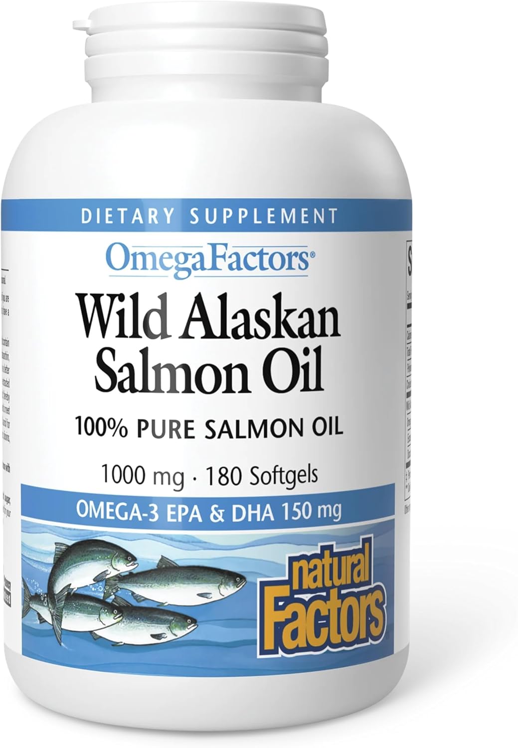 Natural Factors Wild Alaskan Salmon Oil Provides Omega-3, EPA, DHA & Vitamin D, Supports Brain & Heart Health, 180 Softgels Natural Factors Wild Alaskan Salmon Oil Provides Omega-3, EPA, DHA & Vitamin D, Supports Brain & Heart Health, 180 Softgels