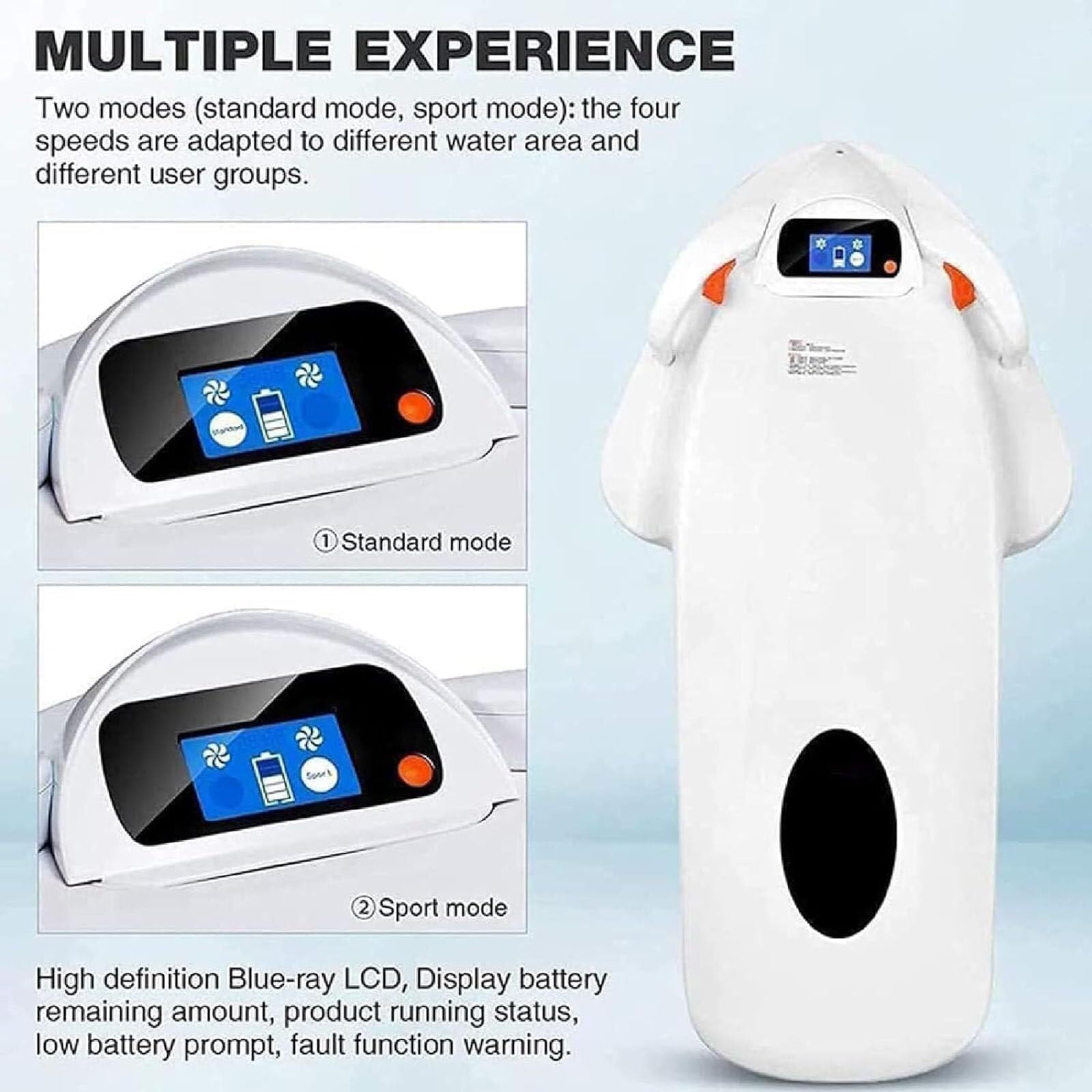 Tabla de surf eléctrica para adultos, motor inteligente de doble velocidad, pantalla LCD de batería, control somatosensorial, ayuda de natación para uso en el océano y la playa
