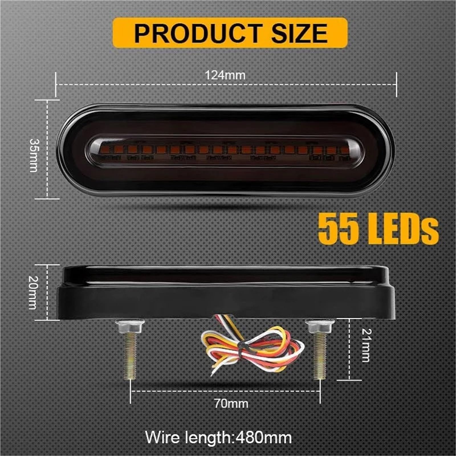 Lámpara Indicadora Luces Freno 12V Y 24V para Camiones, Remolques, Barcos Y Camiones, Luces Traseras 19LED, Lámpara Señal Giro Resistente Al Agua Luz Trasera Coche(4 Piece LED 55 124mm)