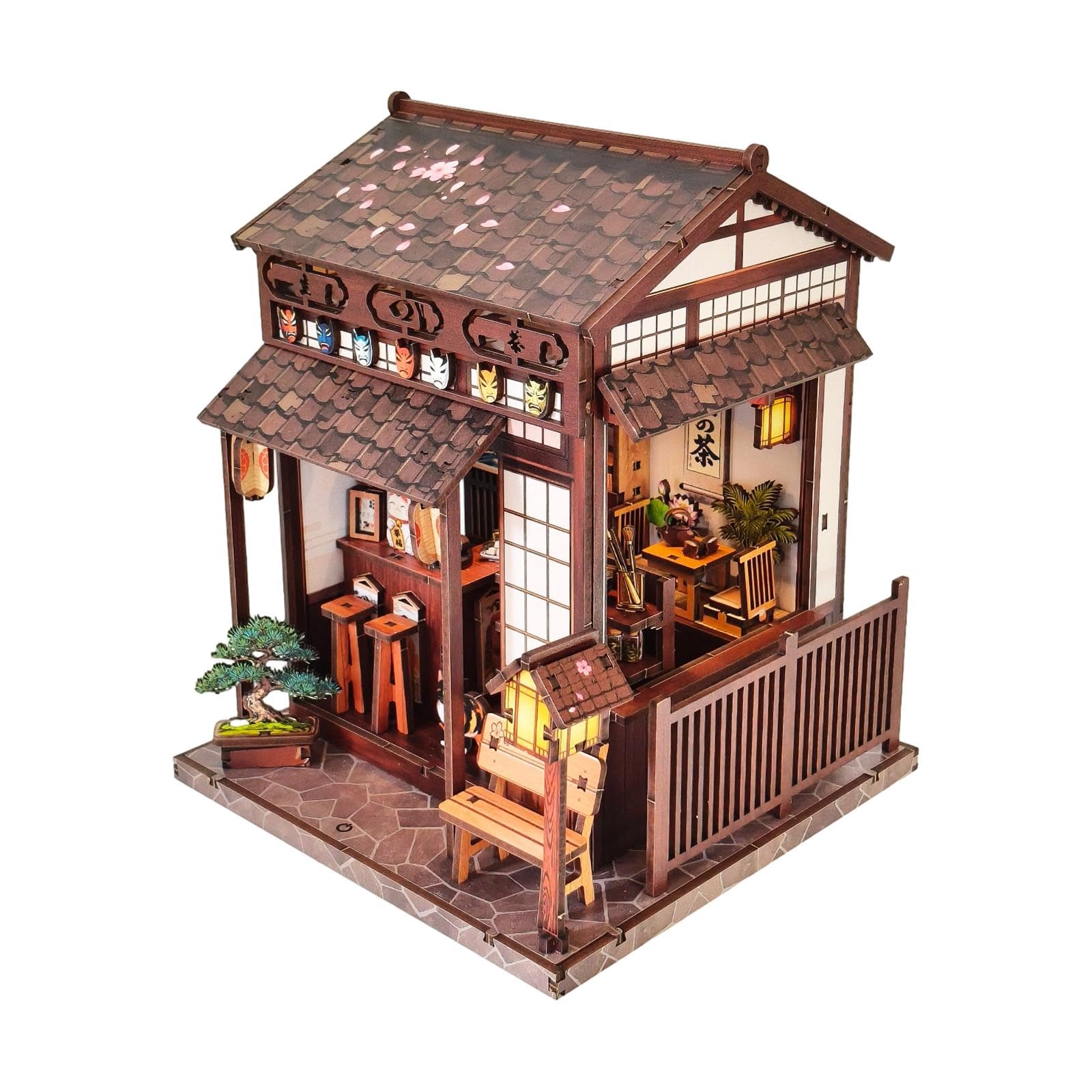 Colcolo Kit per Costruire Una Casetta da tè in Miniatura in Legno, Regalo di Compleanno con Luci a LED, Progetto Creativo Fai-da-Te per Bambini E Adulti.